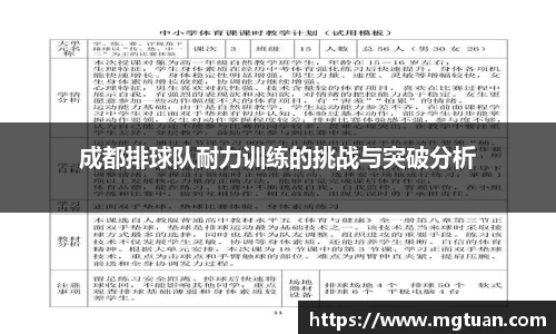 成都排球队耐力训练的挑战与突破分析